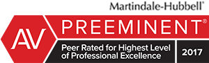 Martindale-Hubbell AV Preeminent, Peer Rated for Highest Level of Professional Excellence 2017